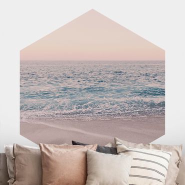 Self-adhesive hexagonal pattern wallpaper - Reddish Golden Beach In The Morning
