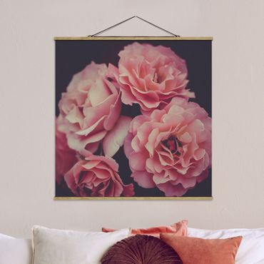 Fabric print with poster hangers - Paradisical Roses - Square 1:1
