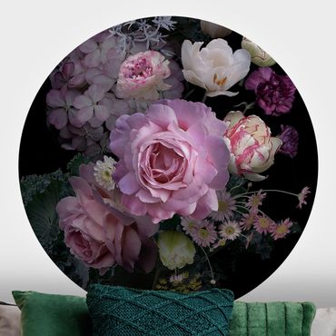 Self-adhesive round wallpaper - Bouquet Of Gorgeous Roses