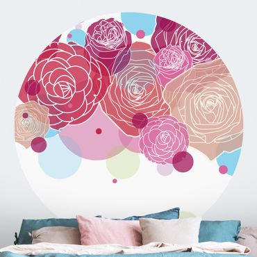 Self-adhesive round wallpaper kitchen - Roses And Bubbles