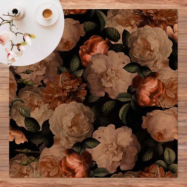 Cork mat - Red Roses With White Roses - Square 1:1
