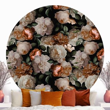 Self-adhesive round wallpaper - Red Roses With White Roses
