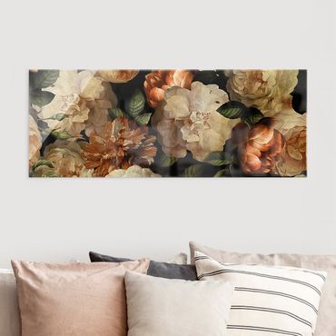 Glass print - Red Roses With White Roses - Panorama