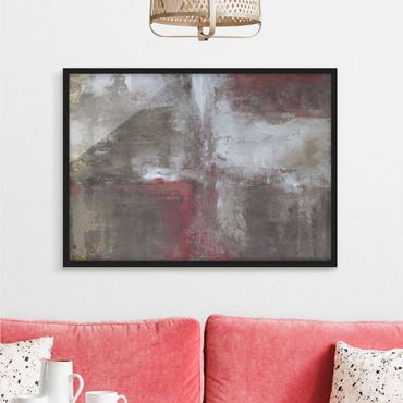 Framed poster - Red Structure With Golden Accents