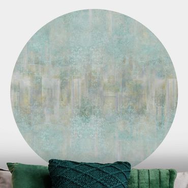 Self-adhesive round wallpaper - Rustic Concrete Pattern Mint