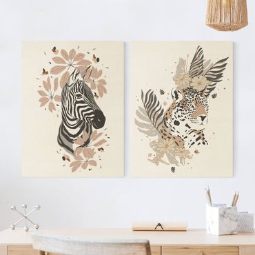 Print on canvas - Safari Animals - Zebra And Leopard