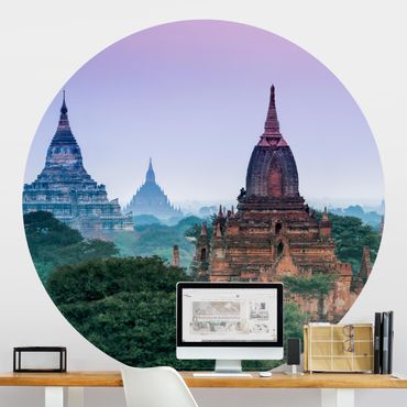Self-adhesive round wallpaper - Temple Grounds In Bagan