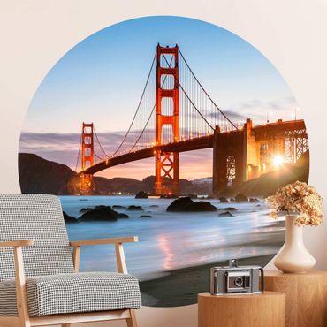 Self-adhesive round wallpaper - Twilight In San Francisco