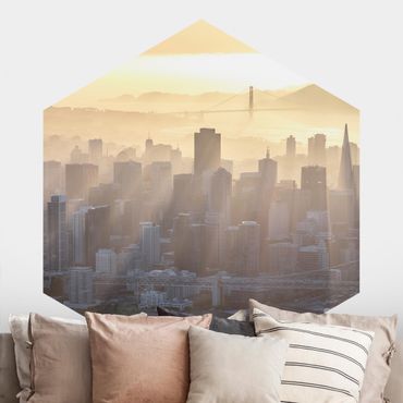 Self-adhesive hexagonal pattern wallpaper - Dawn In San Francisco