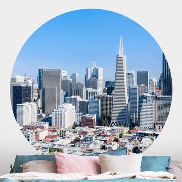 Self-adhesive round wallpaper - San Francisco Skyline