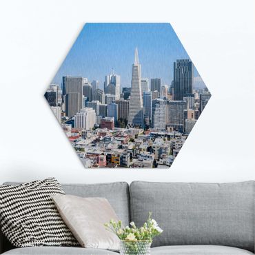 Alu-Dibond hexagon - San Francisco Skyline