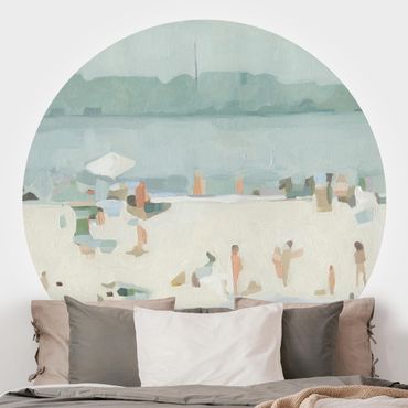 Self-adhesive round wallpaper - Sandbank In The Sea I