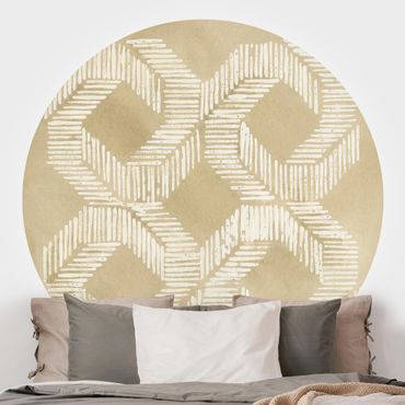 Self-adhesive round wallpaper - Sand Coloured Modern Geometry II