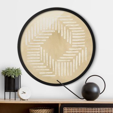 Circular framed print - Sand Coloured Modern Geometry