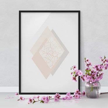Framed poster - Soft Colours Geometry Diamonds
