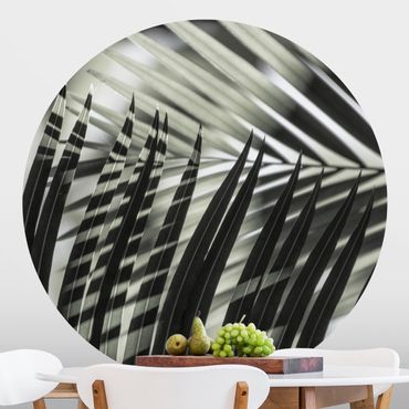 Self-adhesive round wallpaper - Interplay Of Shaddow And Light On Palm Fronds