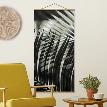 Fabric print with poster hangers - Interplay Of Shaddow And Light On Palm Fronds - Portrait format 1:2