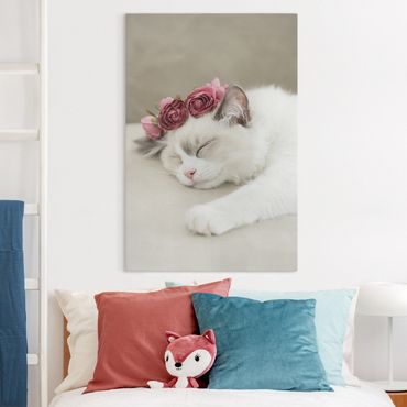 Canvas print - Sleeping Cat with Roses