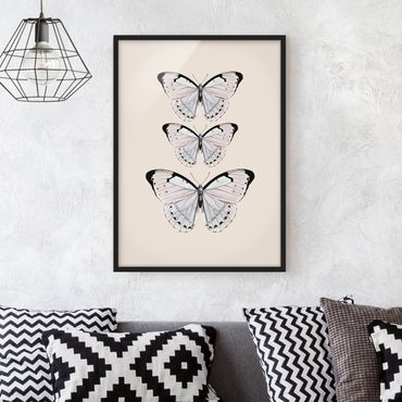 Framed poster - Butterfly On Beige