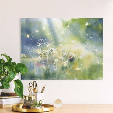 Canvas print - Butterflies, light and flowers - Landscape format4:3