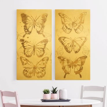 Print on canvas - Compositions Of Butterflies Gold
