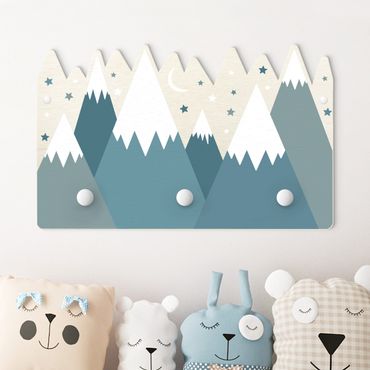 Coat rack for children - Snow Covored Mountains Stars And Moon