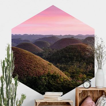 Self-adhesive hexagonal pattern wallpaper - Chocolate Hills At Sunset