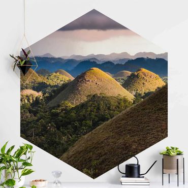 Self-adhesive hexagonal pattern wallpaper - Chocolate Hills Landscape