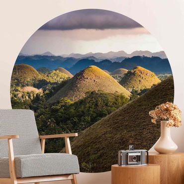 Self-adhesive round wallpaper - Chocolate Hills Landscape