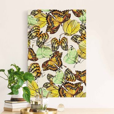 Natural canvas print - Swarm Of Yellow Butterflies - Portrait format 2:3