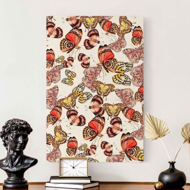 Natural canvas print - Swarm Of Butterflies Peacock Butterfly - Portrait format 2:3
