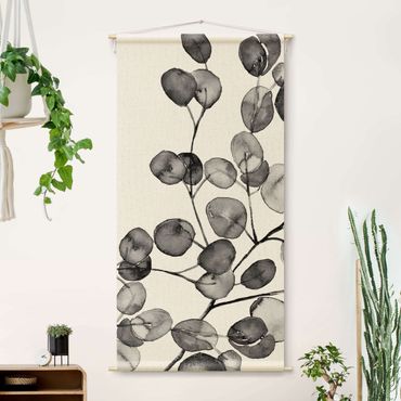 Tapestry - Black And White Eucalyptus Twig Watercolour