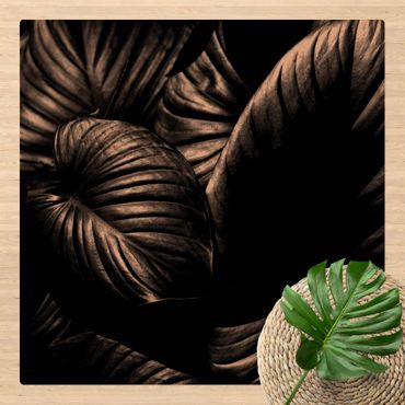 Cork mat - Black And White Botany Hosta - Square 1:1
