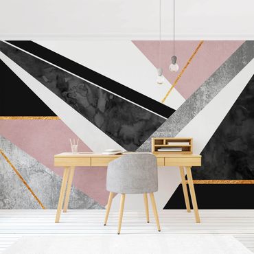 Wallpaper - Black And White Geometry With Gold