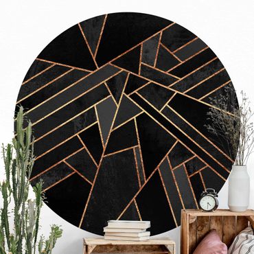 Self-adhesive round wallpaper - Black Triangles Gold