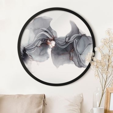 Circular framed print - Black Medusa With Coppery Shimmer