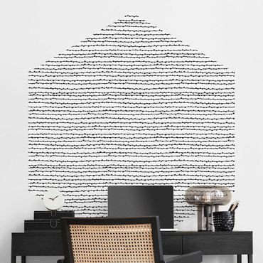Self-adhesive hexagonal pattern wallpaper - Black Ink Wild Lines