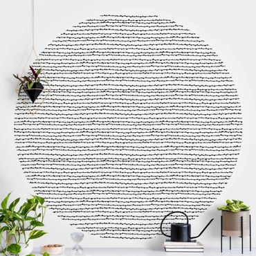 Self-adhesive round wallpaper - Black Ink Wild Lines