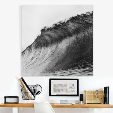 Canvas print - Black Breaking Waves - Square 1:1