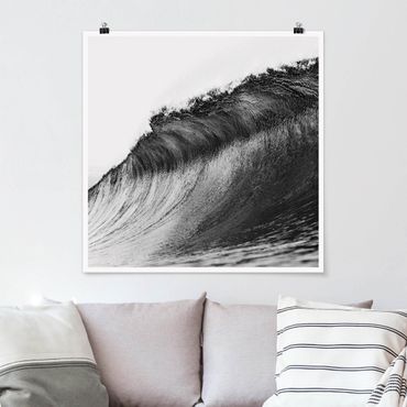 Poster art print - Black Breaking Waves