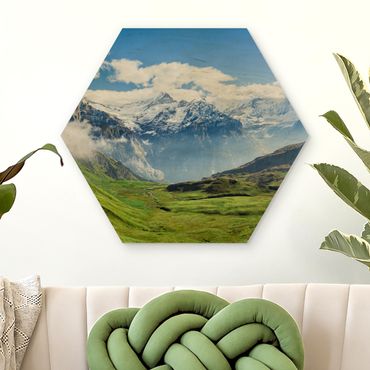 Wooden hexagon - Swiss Alpine Panorama