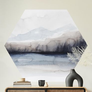 Self-adhesive hexagonal pattern wallpaper - Lakeside With Mountains I