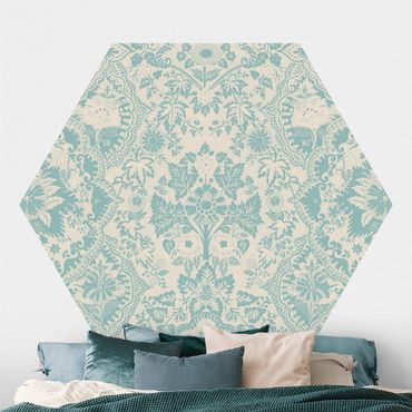 Self-adhesive hexagonal pattern wallpaper - Shabby Baroque Wallpaper In Azure