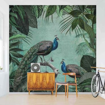Wallpaper - Shabby Chic Collage - Noble Peacock