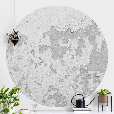 Self-adhesive round wallpaper - Shabby Plaster In Grey