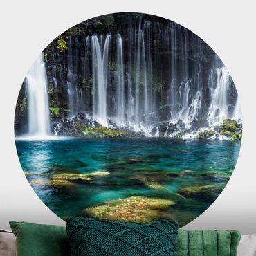 Self-adhesive round wallpaper - Shiraito Waterfall
