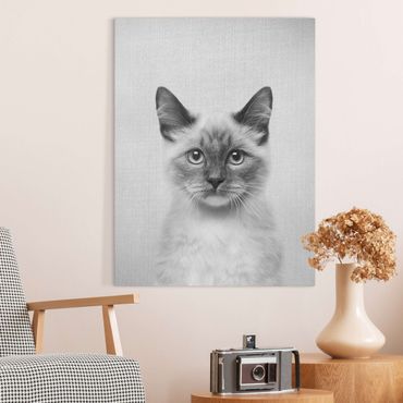 Canvas print - Siamese Cat Sibylle Black And White - Portrait format 3:4
