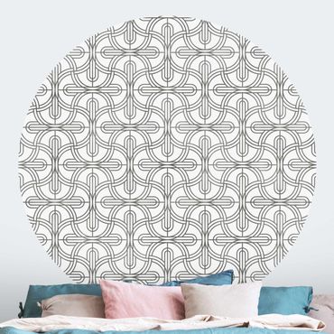 Self-adhesive round wallpaper - Silver Art Deco Pattern XXL