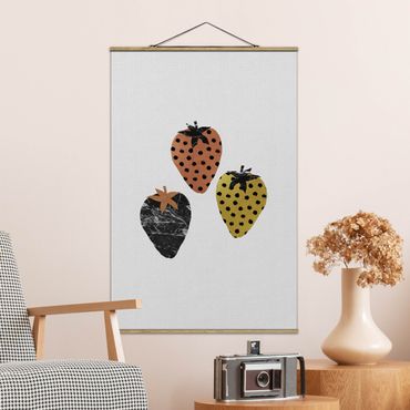 Fabric print with poster hangers - Scandinavian Strawberries - Portrait format 2:3