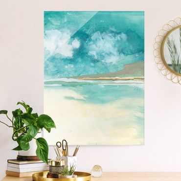 Glass print - Emerald Clouds and Gold